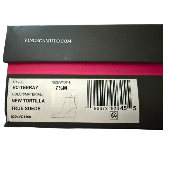 Vince Camuto Womens Tan Suede Teeray Side Zip Wedge Bootie Sz 7.5 New - Picture 5 of 10